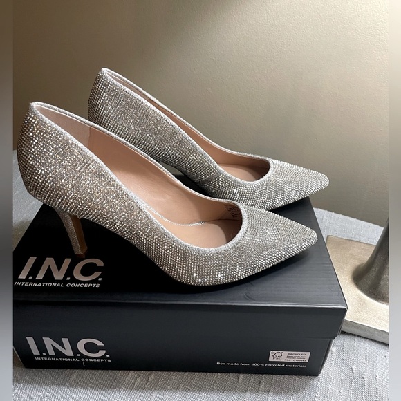 INC size 6 Silver Crystal heels - Picture 2 of 8
